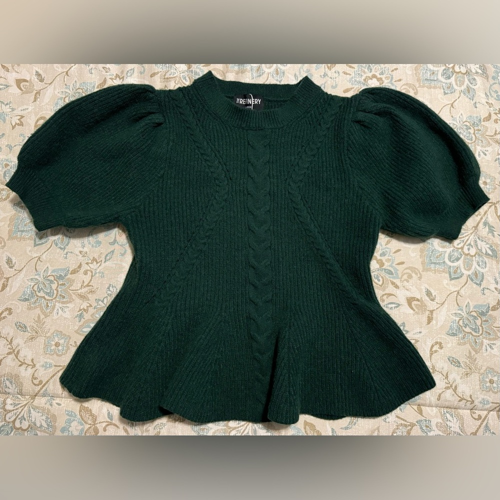 Green Puff Sleeve Sweater